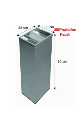 Küllüklü Çatı Kapaklı Çöp Kovası Paslanmaz 30 Litre