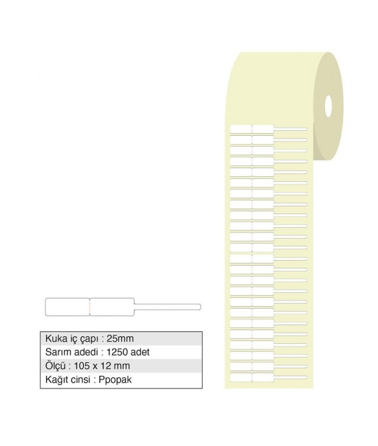 Jewelery Label Opaque 105x12mm Roll 1250 Pieces