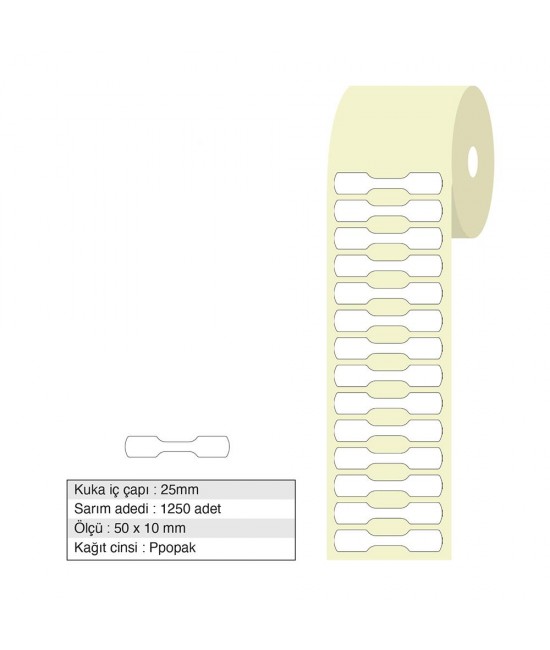 Jewelery Label Opaque 50x10mm Roll 1250 Pieces