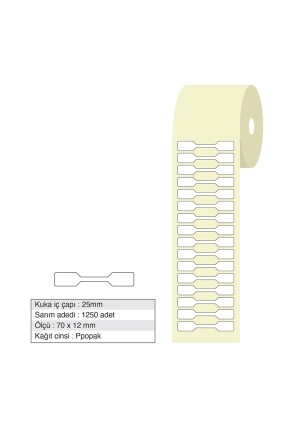 Kuyumcu Etiketi Opak 70x12mm Rulo 1250 Adet