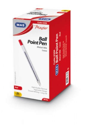 Mas 6306 Kırmızı Tükenmez Kalem (Metal Uç) 50'li