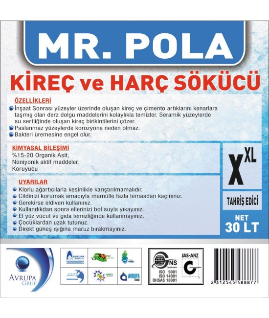 MR.POLA Kireç ve Harç Sökücü 30 Litre