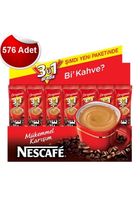 Nescafe 3'ü 1 Arada 17.5 gr 576'lı Paket Nescafe 3'ü 1 Arada 17.5 gr 576'lı Paket