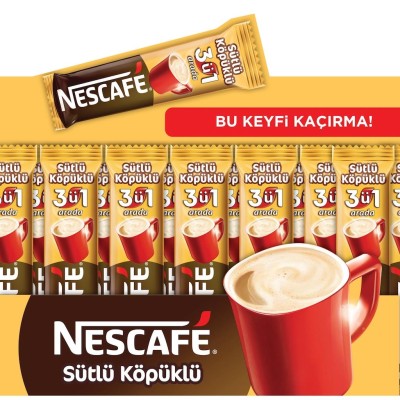 Nescafe 3ü 1 Arada Sütlü Köpüklü 17.4 gr 72 Li Paket