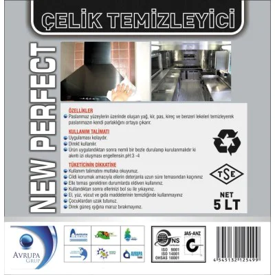 NEW PERFECT Paslanmaz Çelik Temizleme Ürünü 5 Litre