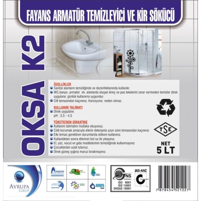 OKSA K2 Fayans Temizleyici ve Kireç Sökücü 5 Litre