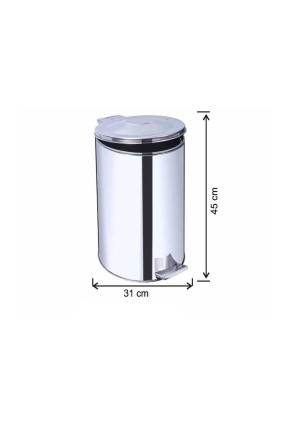 Paslanmaz Pedallı Çöp Kovası Galvaniz İç Kovalı 35 Litre 