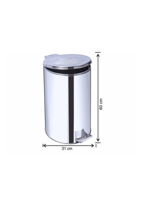 Paslanmaz Pedallı Çöp Kovası Galvaniz İç Kovalı 45 Litre 
