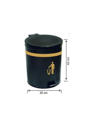 Pedallı Çöp Kovası Siyah Mat Su Sızdırmaz İç Kovalı 40 Litre 