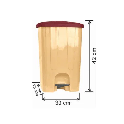 Pedallı Plastik Çöp Kovası Köşeli 25 Litre