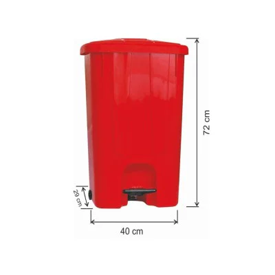 Pedallı Plastik Çöp Kovası Köşeli 85 Litre