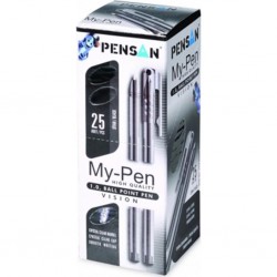 Pensan My-Pen Tükenmez Kalem 1mm Siyah 25 Li Paket
