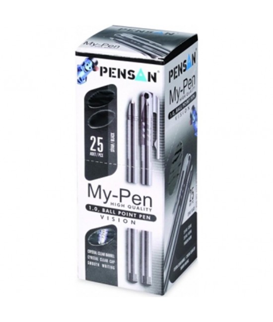 Pensan My-Pen Tükenmez Kalem 1mm Siyah 25 Li Paket