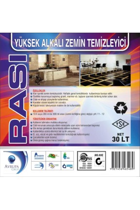 RASI Yüksek Alkali Zemin Tem.ve Dezenfektanı 30 Litre
