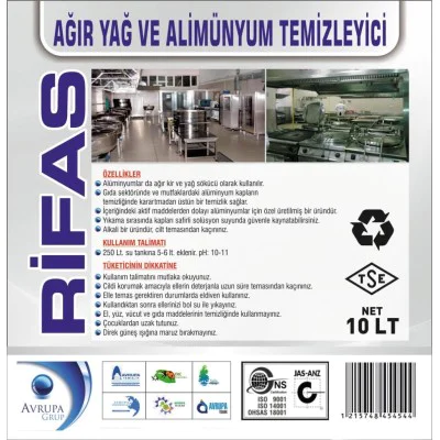 RİFAS Ağır Yağ ve Alüminyum Temizleyici 10 Litre