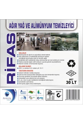 RİFAS Ağır Yağ ve Alüminyum Temizleyici 30 Litre
