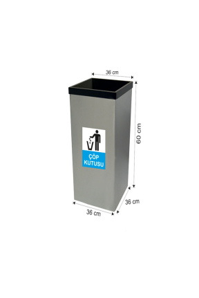 Siyah Kare Çemberli Çöp Kovası Paslanmaz 79 Litre