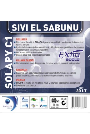 Solapy C1 Sedefli Parfümlü El Yıkama Sıvısı Ekstra 30 Litre