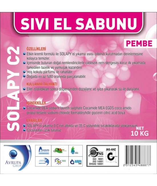 Solapy C2 Sedefli Parfümlü El Yıkama Sıvısı 10 Litre