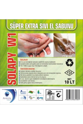 Solapy W1 Sedefli Parfümlü El Yıkama Sıvısı S.Ekstra 10 Litre