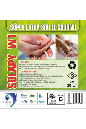 SOLAPY W1 Sedefli Parfümlü El Yıkama Sıvısı S.Ekstra 30 Litre