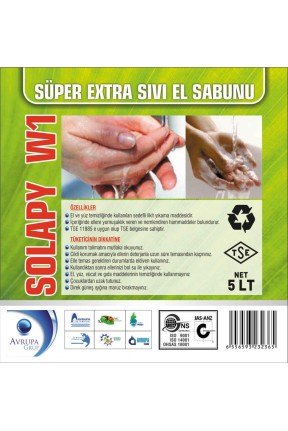 Solapy W1 Sedefli Parfümlü El Yıkama Sıvısı S.Ekstra 5 Litre