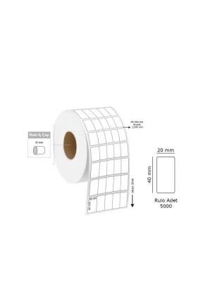 Tanex 20X40 mm Eco Termal Etiket 5 Li 25mm Çap 5000'Li