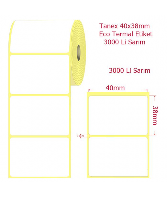 Tanex 40x38 Eco Termal Etiket 3000 Li Sarım