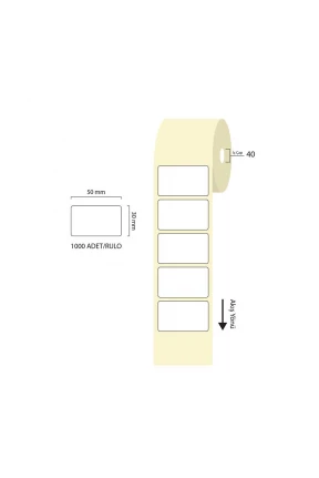 Tanex 50x30mm Eco Termal Etiket 1 Li 40mm Çap 1000 Li