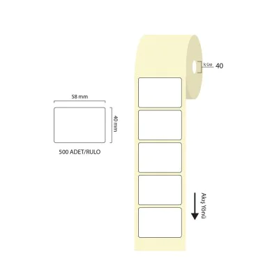 Tanex 58x40mm Eco Termal Etiket 1 Li 40mm Çap 500 Lü