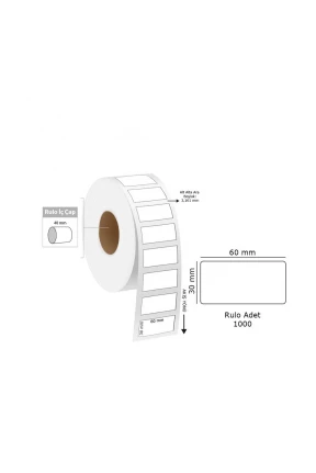 Tanex 60x30mm Eco Termal Etiket 1 Li 40mm Çap 1000 Li Tanex 60x30mm Eco Termal Etiket 1 Li 40mm Çap 1000 Li