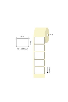 Tanex 60x40mm Eco Termal Etiket 1 Li 40mm Çap 1000 Li Tanex 60x40mm Eco Termal Etiket 1 Li 40mm Çap 1000 Li