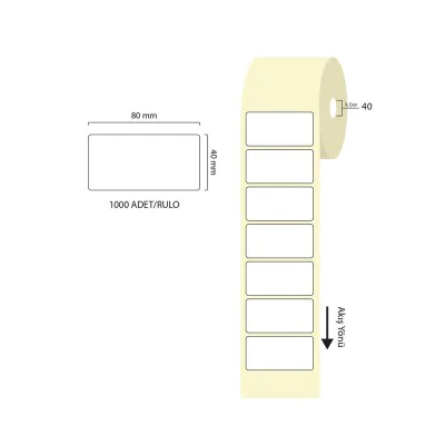 Tanex 80x40mm Eco Termal Etiket 1 Li 40mm Çap 1000 Li