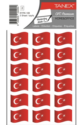 Tanex Byrk-108 Türk Bayrağı 28x12mm 36 Lı Paket Tanex Byrk-108 Türk Bayrağı 28x12mm 36 Lı Paket