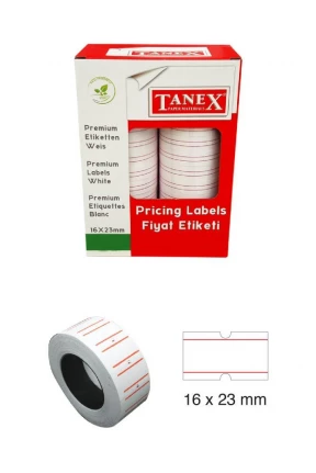 Tanex Fiyat Etiketi 16x23 cm Beyaz Renk 1000 Li 12 li Rulo