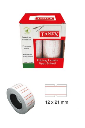 Tanex Fiyat Etiketi 21x12 cm Beyaz Renk 800 Lü 6 lı Rulo