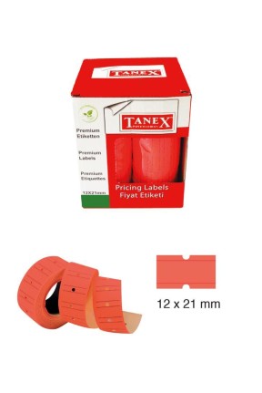 Tanex Fiyat Etiketi 21x12 cm Kırmızı Renk 800 Lü 6 lı Rulo