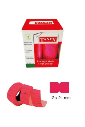 Tanex Fiyat Etiketi 21x12 cm Pembe Renk 800 Lü 6 lı Rulo