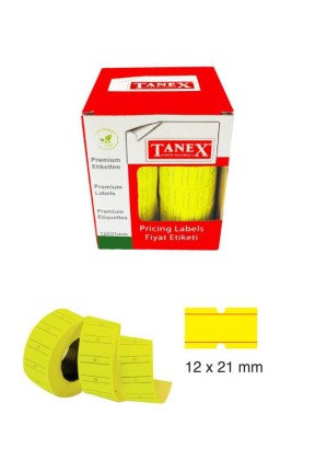 Tanex Fiyat Etiketi 21x12 cm Sarı Renk 800 Lü 6 lı Rulo