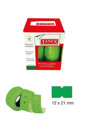 Tanex Fiyat Etiketi 21x12 cm Yeşil Renk 800 Lü 6 lı Rulo