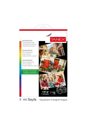 Tanex Fotoğraf Kağıdı A4 135 gr 210 mm x 297 mm 5 Sayfa Yapışkanlı Tanex Fotoğraf Kağıdı A4 135 gr 210 mm x 297 mm 5 Sayfa Yapışkanlı
