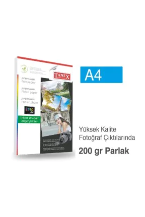Tanex Fotoğraf Kağıdı A4 200 gr 210 mm x 297 mm 25 Sayfa Tanex Fotoğraf Kağıdı A4 200 gr 210 mm x 297 mm 25 Sayfa