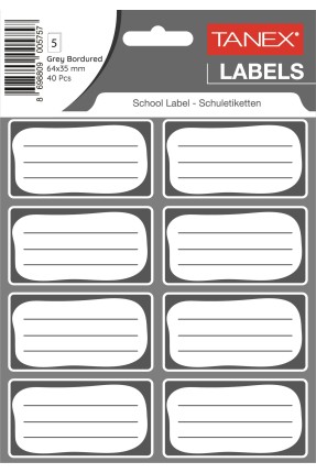 Tanex Gri Bordürlü Çift Sıra Okul Etiketi 40 Adet