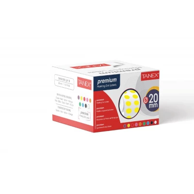 Tanex Nokta Etiket 20 mm 2500 Adet Floresan Sarı