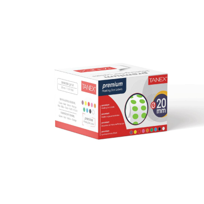 Tanex Nokta Etiket 20 mm 2500 Adet Floresan Yeşil