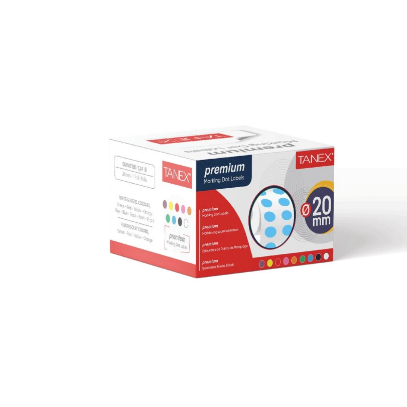Tanex Nokta Etiket 20 mm 2500 Adet Mavi