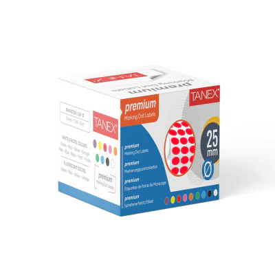 Tanex Nokta Etiket 25 mm 2500 Adet Floresan Kırmızı