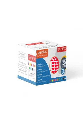 Tanex Nokta Etiket 25 mm 2500 Adet Floresan Kırmızı