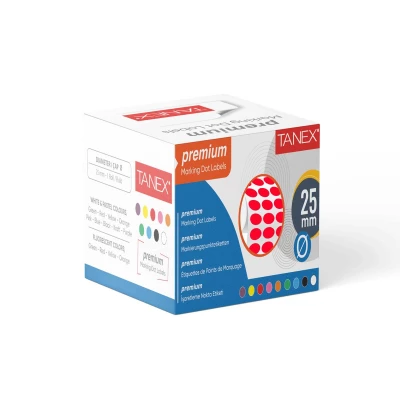 Tanex Nokta Etiket 25 mm 2500 Adet Floresan Kırmızı