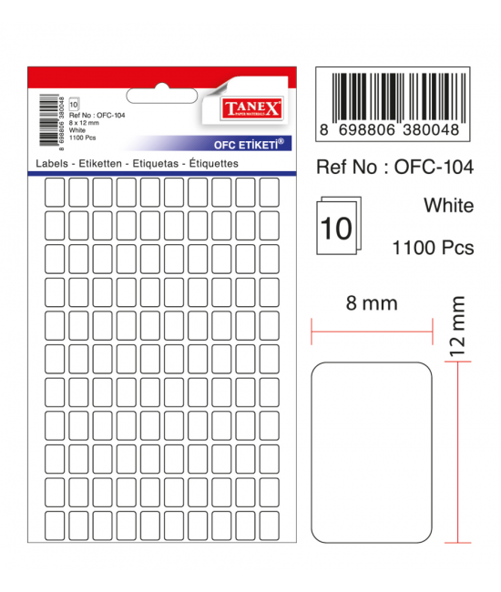 Tanex Ofc-104 White Office Label